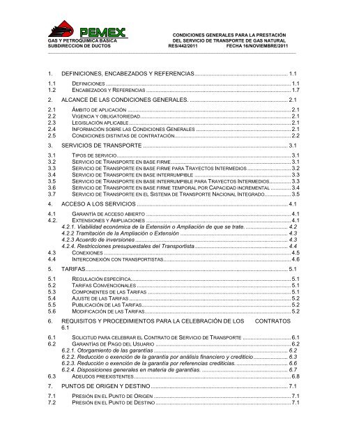 Condiciones generales para la prestación del servicio de transporte ...