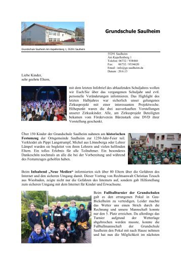 Infobrief Juni 2013 - Grundschule Saulheim