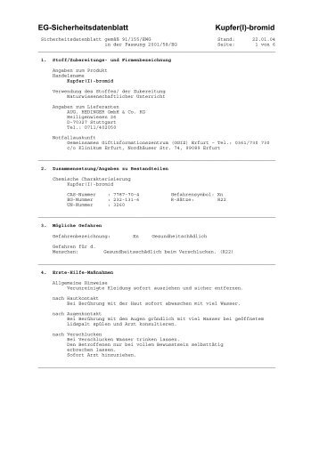 EG-Sicherheitsdatenblatt Kupfer(I)-bromid - Hedinger