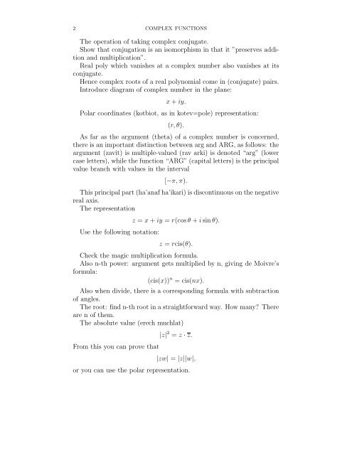 COMPLEX FUNCTIONS Contents 1. Complex numbers, Cauchy ...