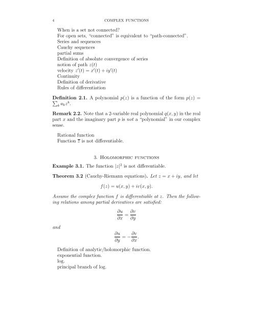 COMPLEX FUNCTIONS Contents 1. Complex numbers, Cauchy ...