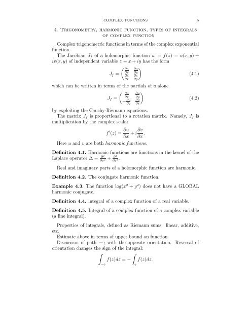 COMPLEX FUNCTIONS Contents 1. Complex numbers, Cauchy ...