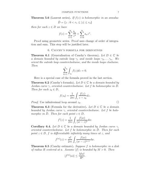 COMPLEX FUNCTIONS Contents 1. Complex numbers, Cauchy ...