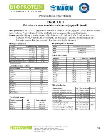 Proizvođačka specifikacija Ekolak J... 130 kb - Bankom