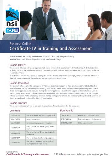 Business Online Certificate IV In Training And Assessment