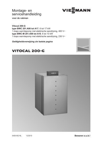 Vitocal-200-G BWP,montage- en servicehandleiding - Viessmann