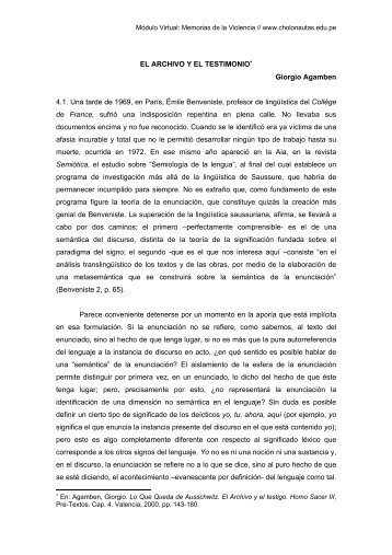 EL ARCHIVO Y EL TESTIMONIO* Giorgio Agamben 4.1 ... - manoa