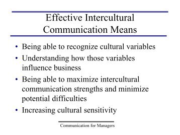Effective Intercultural Communication Means