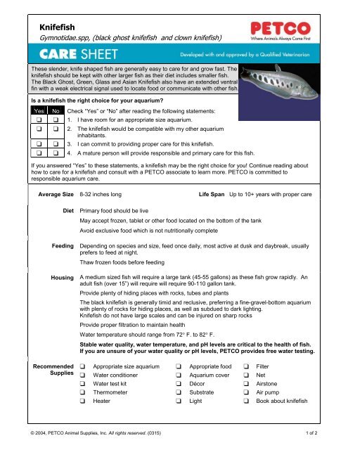 Petco Fish Chart