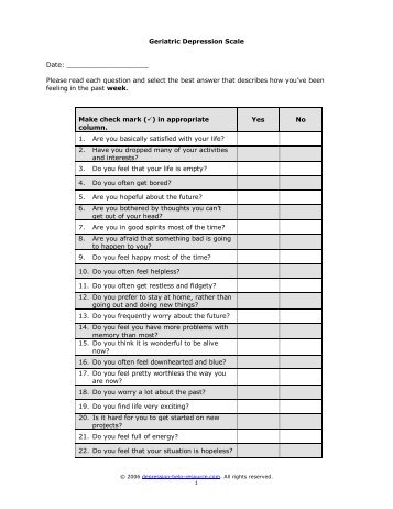 Geriatric Depression Scale Date - Medscape