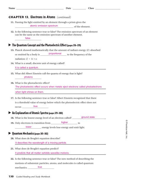 Worksheet Quantum Mechanics