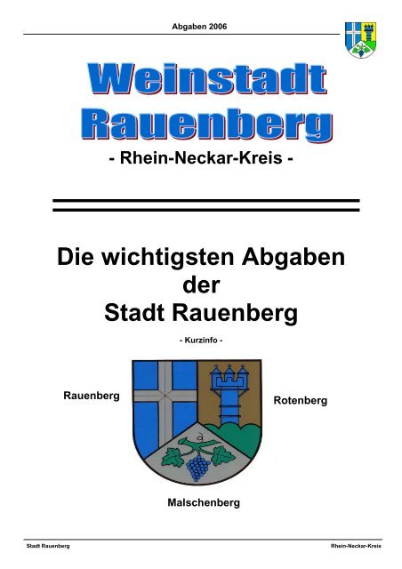 Die wichtigsten Abgaben der Stadt Rauenberg