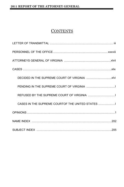 2011 Annual Report - Virginia Attorney General