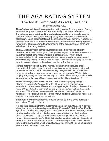 THE AGA RATING SYSTEM - American Go Association