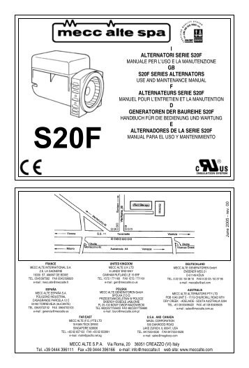 I ALTERNATORI SERIE S20F GB S20F SERIES ... - Winco Generators