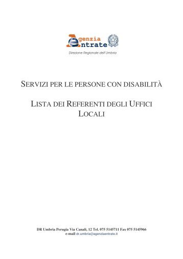 servizi per le persone con disabilitÃ  lista dei referenti degli uffici locali