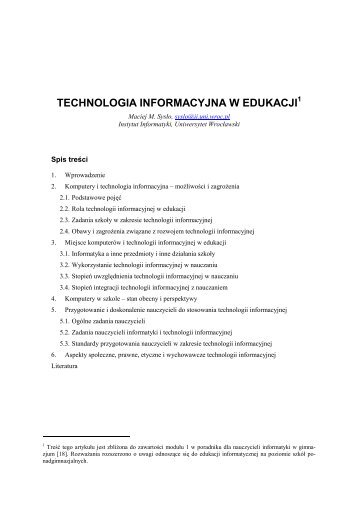 Technologia informacyjna w edukacji - Stowarzyszenie Nauczycieli ...