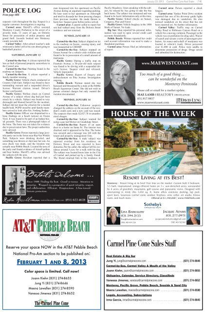 Carmel Pine Cone, January 25, 2013 (real estate) - The Carmel ...