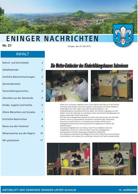 veranstaltungs- kalender - Eningen unter Achalm