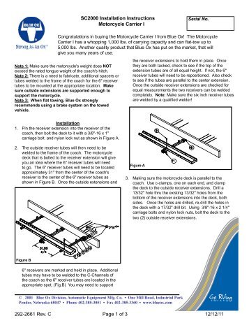 Installation Instructions - Blue Ox