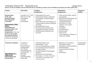 Arbeitsplan Deutsch H10 Hauptschulzweig - KGS Wittmund