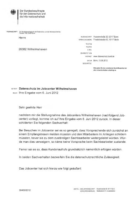 Datenschutz im Jobcenter Wilhelmshaven - Uploadarea.de