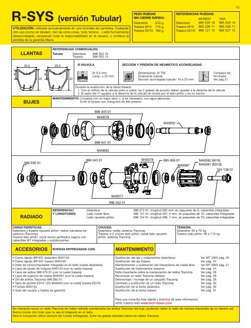 ruedas llantas sistemas accesorios más información en www.mavic ...