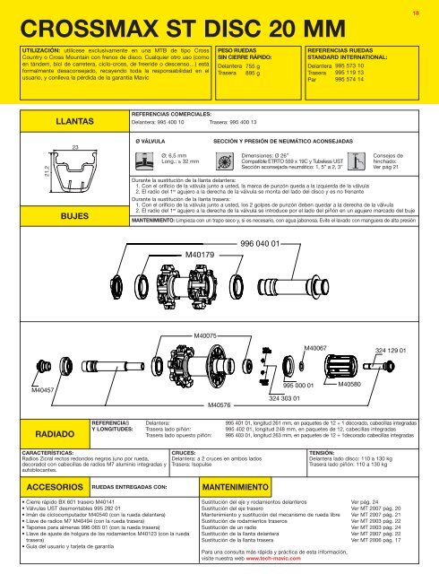 ruedas llantas sistemas accesorios más información en www.mavic ...