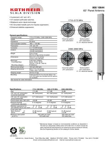 800 10644 65Â° Panel Antenna - Kathrein Scala Division