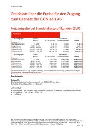 Preisblatt über die Preise für den Zugang zum Gasnetz ... - E.ON Edis