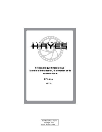 Frein ÃƒÂ  disque hydraulique - Manuel d ... - Hayes Disc Brake