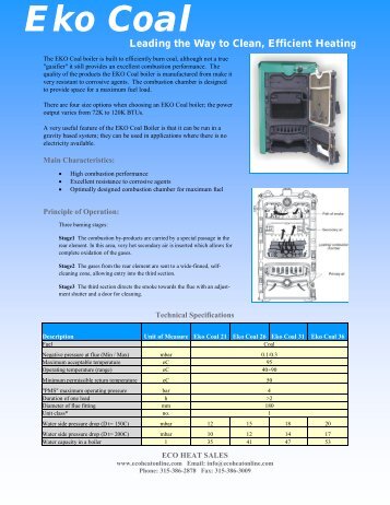 Eko Coal Boiler Brochure - Eco Heat Sales offers wood boilers, coal ...
