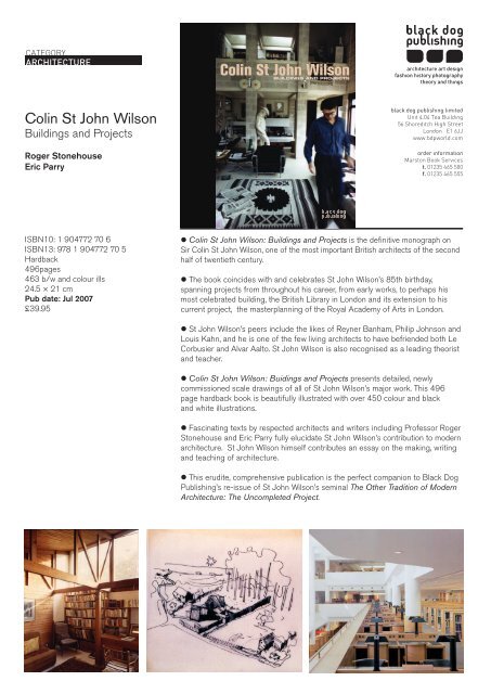 Colin St John Wilson - Black Dog Publishing