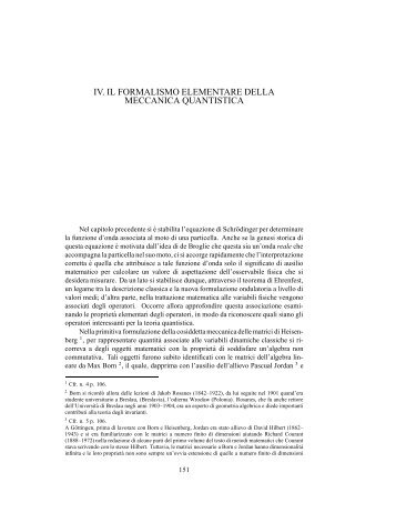 iv. il formalismo elementare della meccanica quantistica