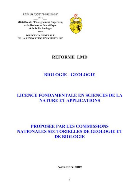 Reforme Lmd Biologie Geologie Licence Ga C Ologie