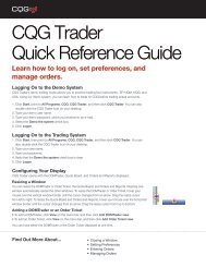 CQG Trader Quick Reference Guide - CQG.com