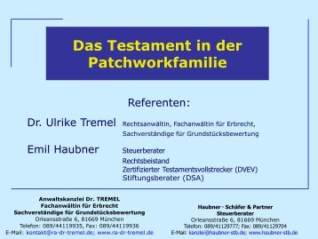 Das Testament in der Patchworkfamilie - Anwaltskanzlei DR.TREMEL