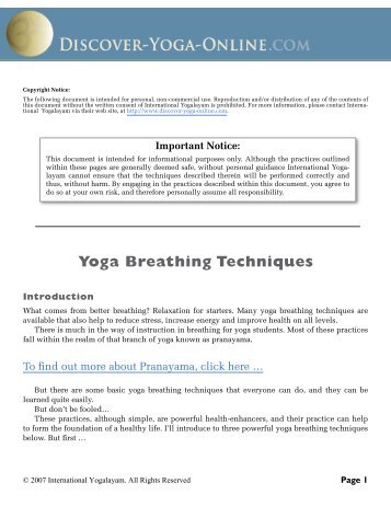 Yoga Breathing Techniques - International Yogalayam