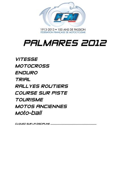 PALMARES 2012 - Ffm