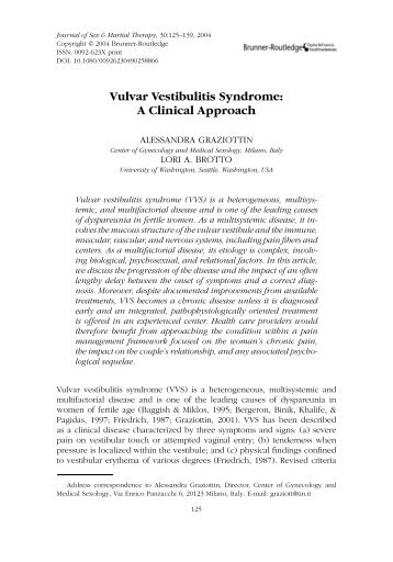 Vulvar Vestibulitis Syndrome: A Clinical Approach - UBC ...