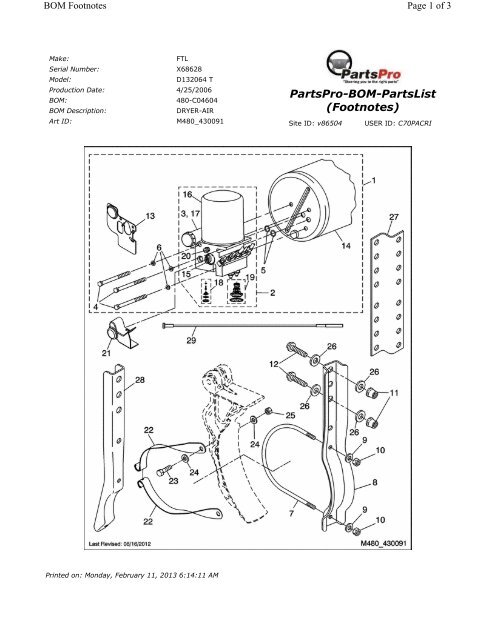 BOM ページ PartsPro-BOM-PartsList (Footnotes)