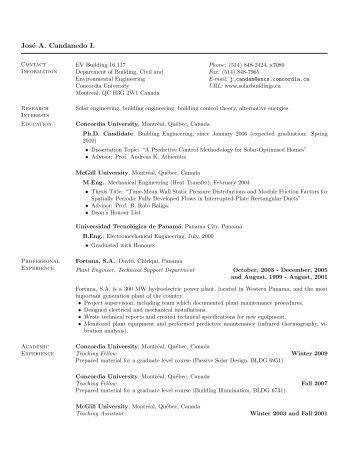 Jos E A. Candanedo I. - Solar Buildings Research Network