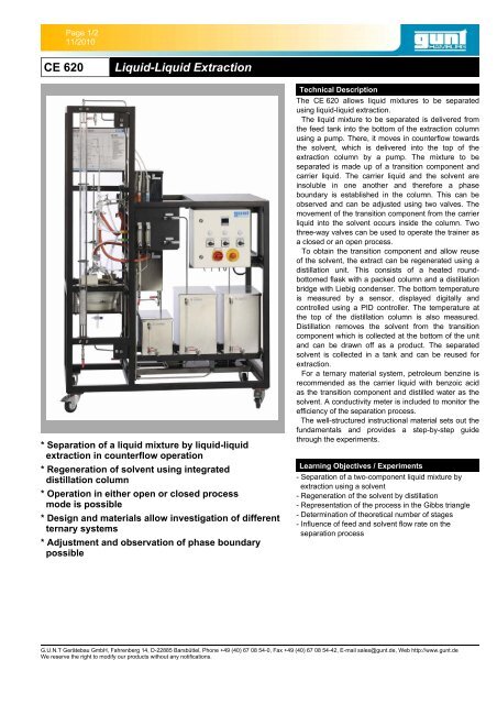 CE 620 Liquid-Liquid Extraction