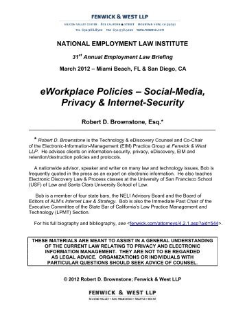 eWorkplace Policies - Fenwick & West LLP