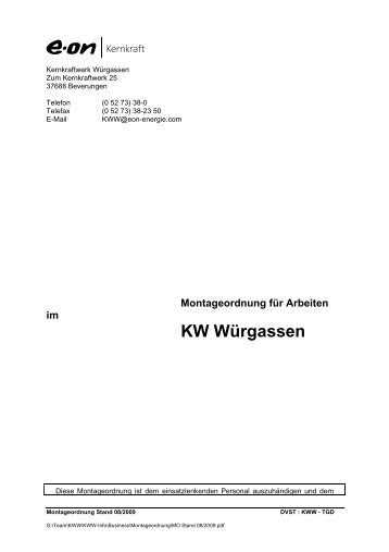 Montageordnung für Arbeiten im KW Würgassen - eon-einkauf.com