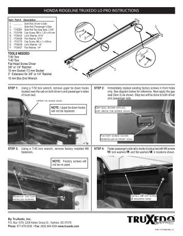 HONDA RIDGELINE TRUXEDO LO PRO INSTRUCTIONS