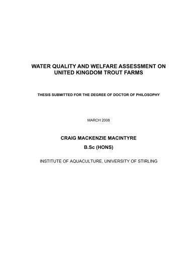 water quality and welfare assessment on united kingdom ... - Senasa