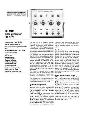 100 MHz pulse generator PM 5770 - Helmut Singer Elektronik