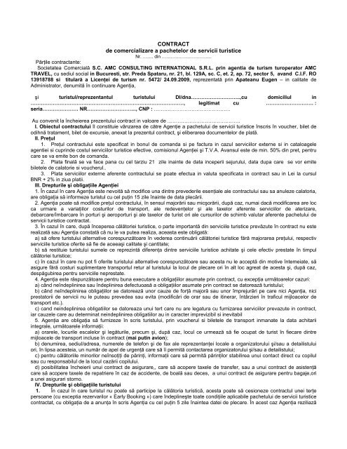 Contract General Pentru Turisti Amc Travel