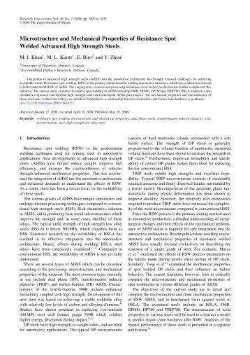 Microstructure and Mechanical Properties of Resistance Spot Welded